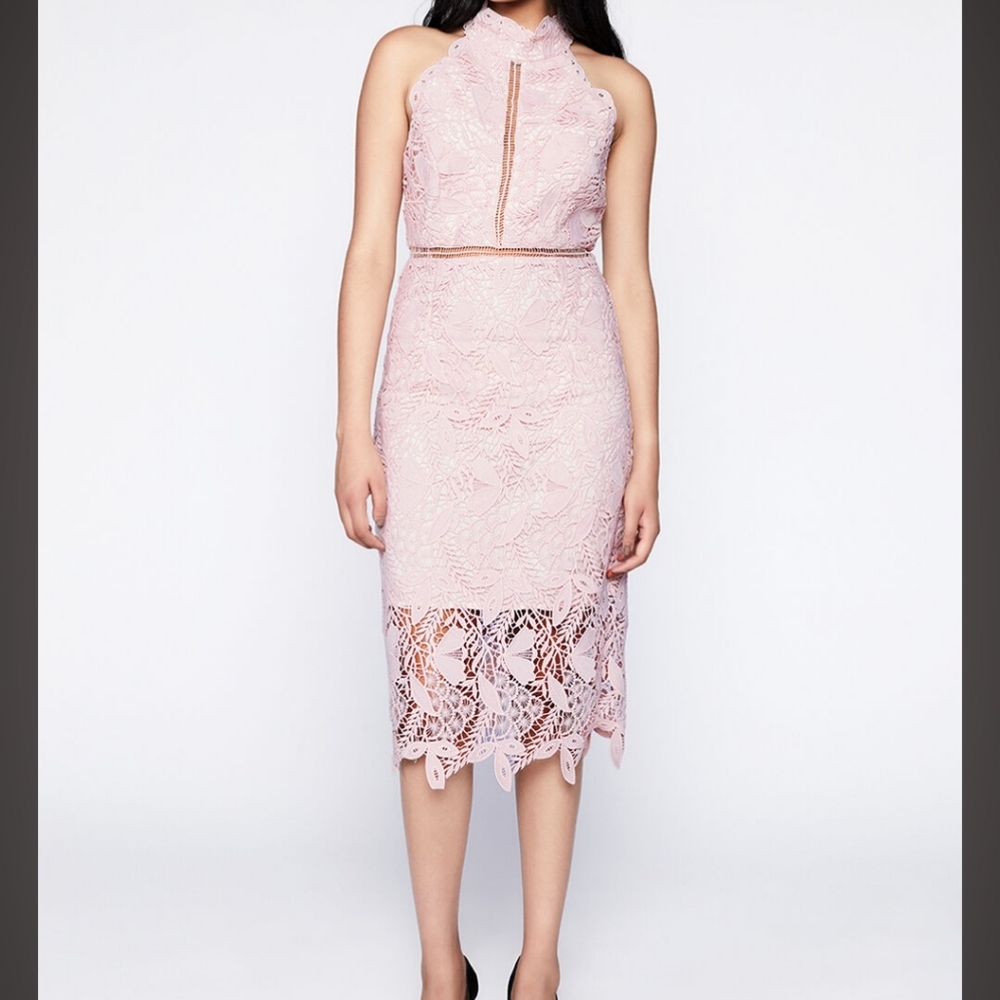 WOMENS BARDOT WILLOW FLORAL LACE DRESS IN SOFT PINK SIZE 6